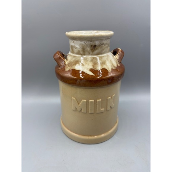 Other - Ceramic Milk Jug‎ With Brown & Cream Glaze Decor Farmhouse Rustic
